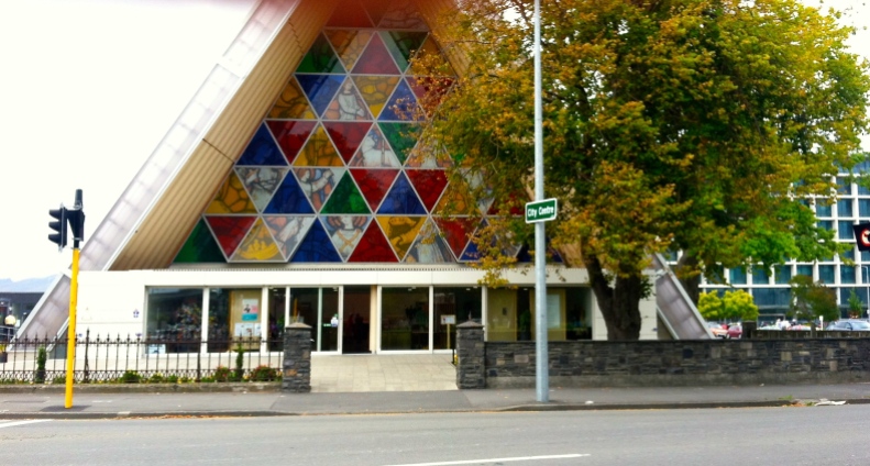 The transitional Christchurch Cathedral also known as the "Cardboard" Cathedral as it is the world's only cathedral made substantially of cardboard!